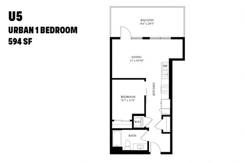 Urban One Bedroom U5 594 SF - The Ballard Independent
